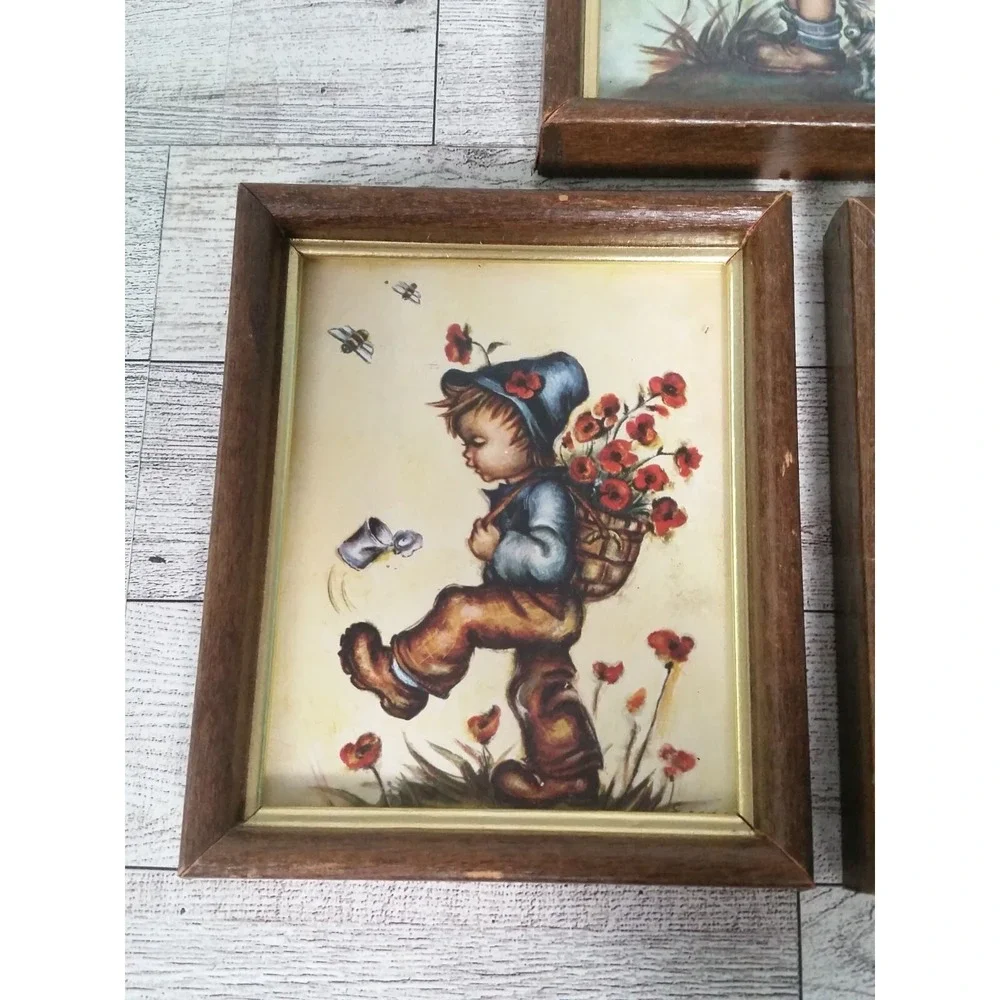 Vintage‎ Evans Framed Wall Hummel Goebel Set of 3 Intercraft Kids Boys Girls